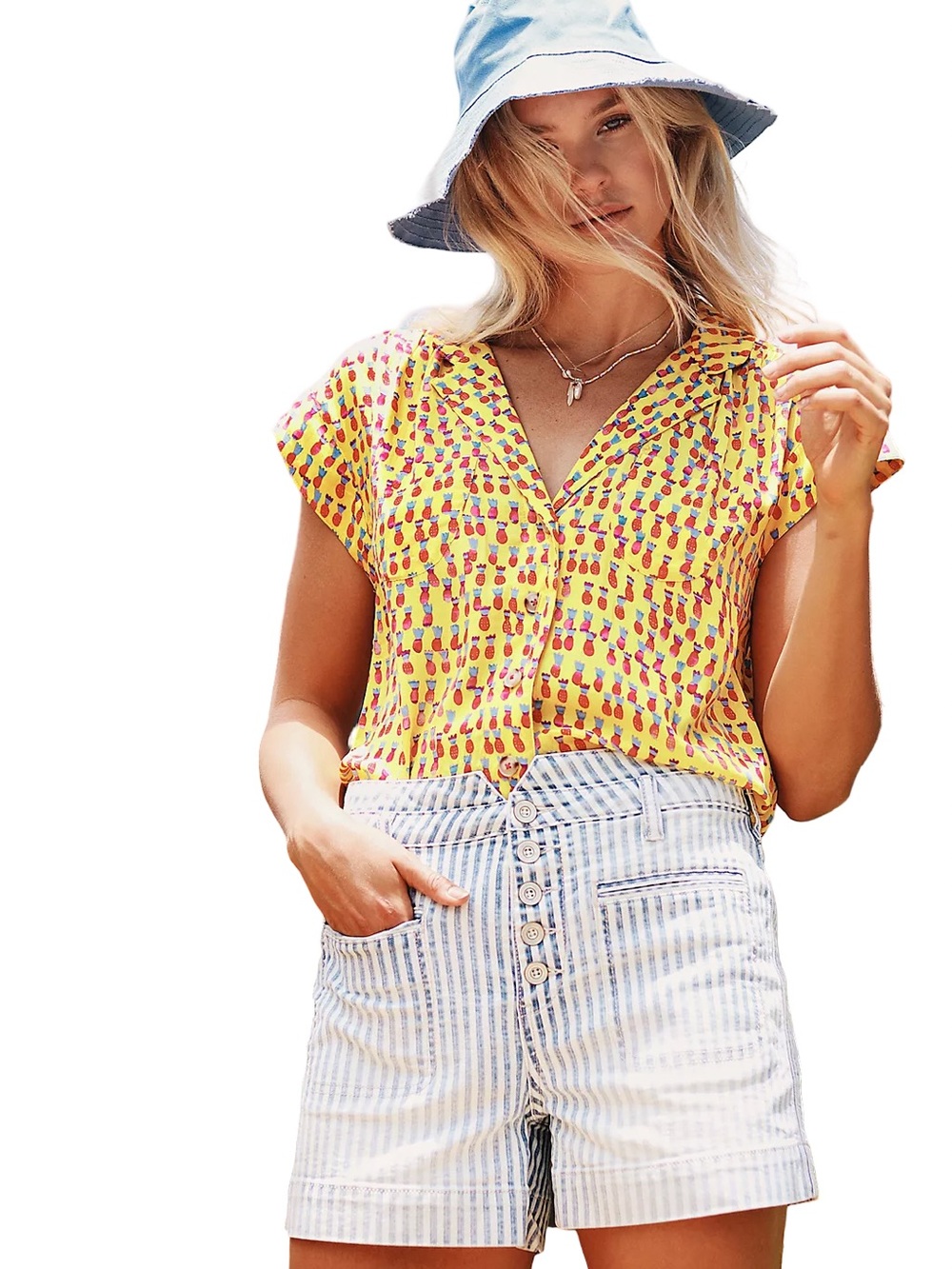Anthropologie Pilcro High Rise Railroad Striped Denim Shorts